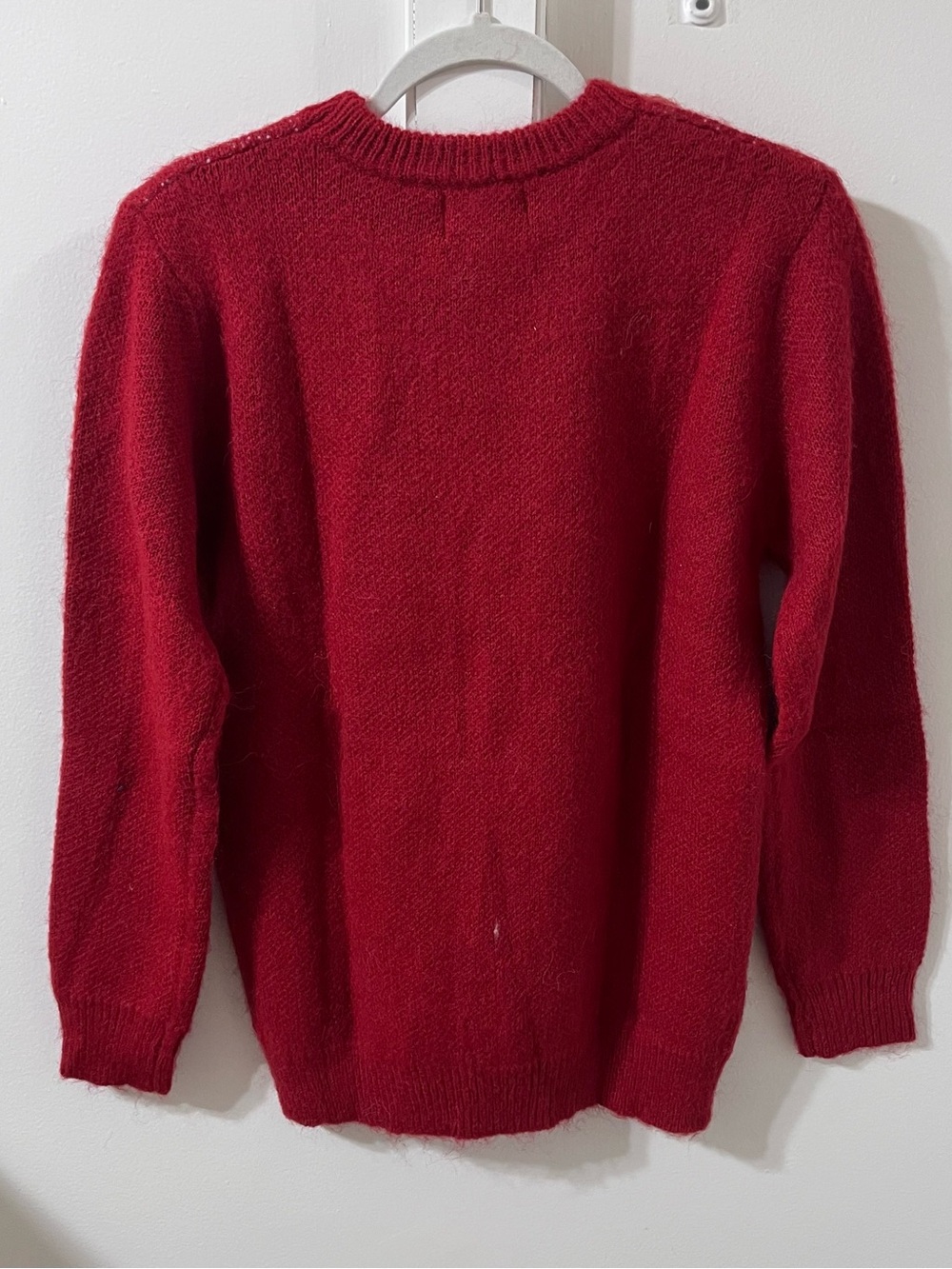 OXknit Red Cute White Cat Kacquard Plush Sweater - Picture 4 of 7